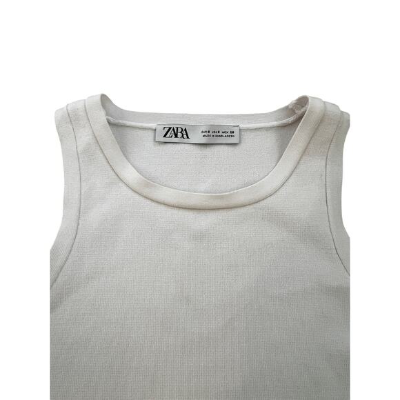 Zara Women's Cropped Rib Halter Tank Top – White – Size Small - Picture 2 of 6